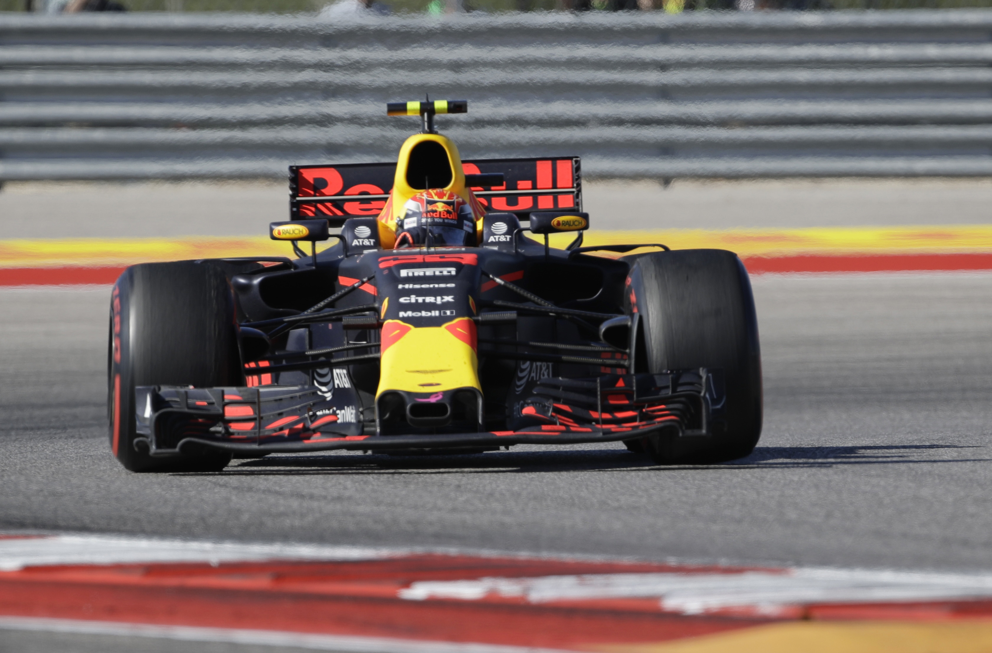 Toro Rosso driver Max Verstappen (33), of Netherlands, steers through a turn during the Formula One U.S. Grand Prix auto race at the Circuit of the Americas- AP